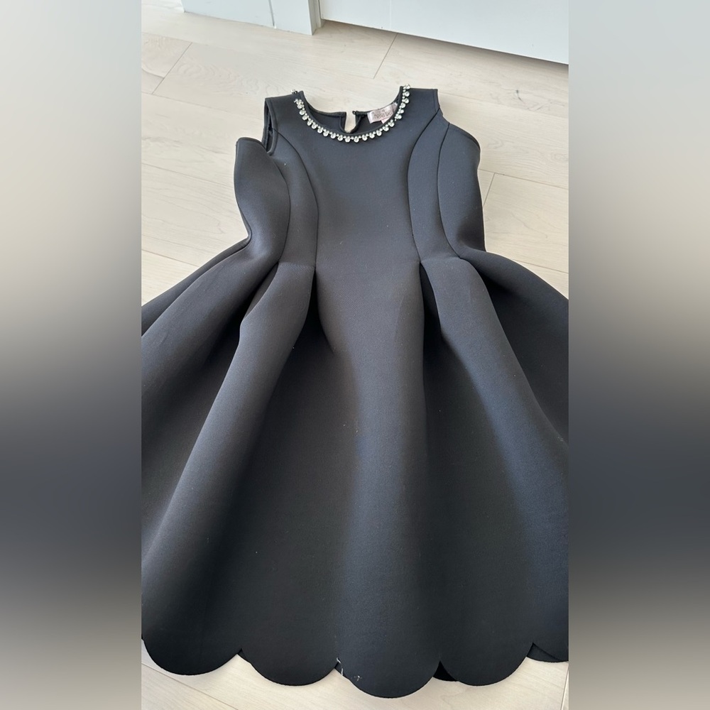Halabaloo Black Pleated Fit and Flare Cocktail Dress